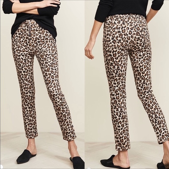 Veronica Beard Debbie 10” High Rise Leopard Cut Print Jeans Sz 24 Ankle novelty - Picture 1 of 15